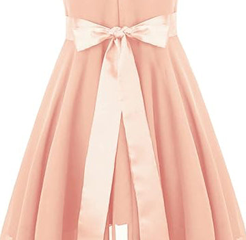 Suitable for birthday, cocktail party, prom, evening, wedding, photo, stage performance, daily wearing and more, Round Neck Ruched Chiffon Wedding Bridesmaid Formal Flower Dress