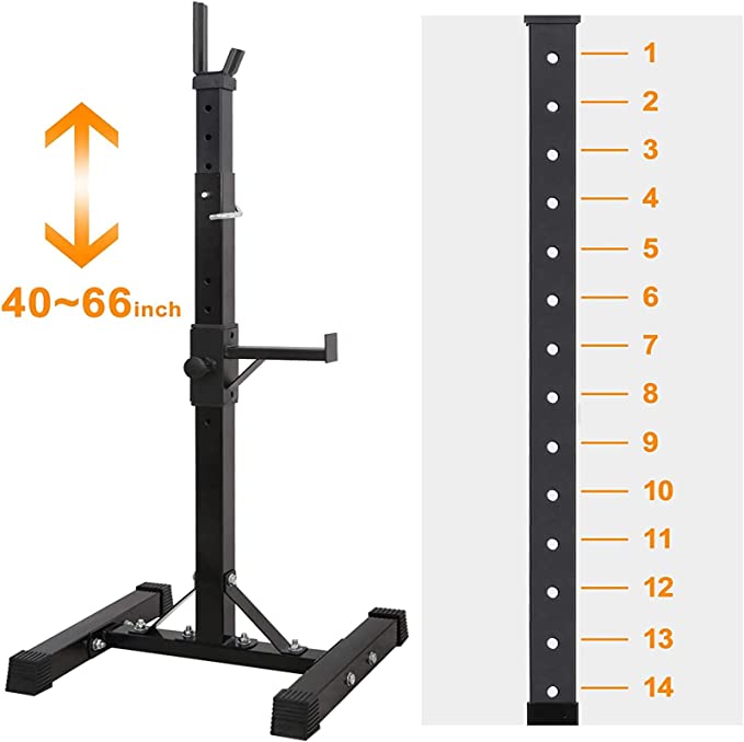 Adjustable Squat Rack Weight Lifting Bench Press Dipping Station, Height Range 40