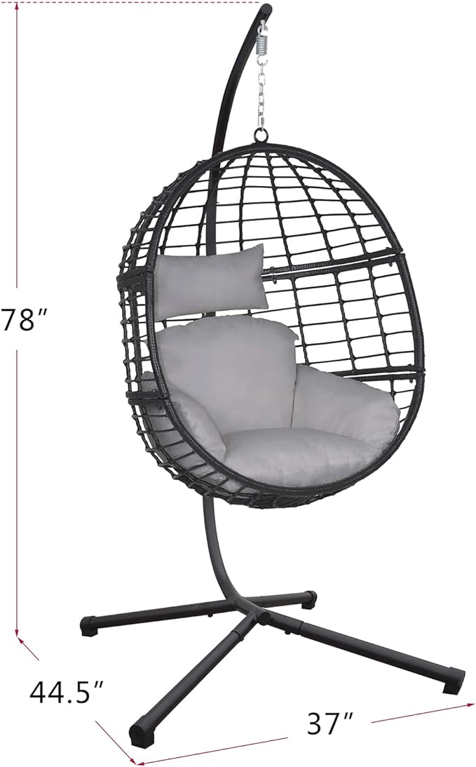 outdoor hanging swing chair uses fluffy and plump sponge cushion wraps you around bringing you cloud-like soft comfort.