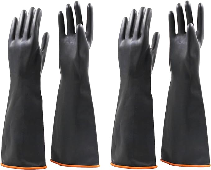 Chemical Resistant Gloves,Heavy Duty Industrial Rubber Gloves,2, Unique hand design to improve comfort,provides excellent grip XL