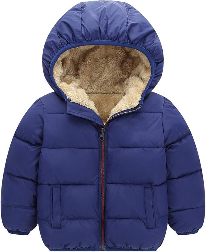 Lining: 100% polyester, Bile: 100% polyester, Filling: 100% down cotton. ZIPPER CLOSURE - Easy for little kids to put on and take off on his own. High quality zipper, no need to worry if it will be broken soon.