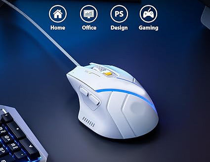 gaming mouse significantly boosts gaming performance by 77% through advanced high-precision image recognition algorithm technology, ensuring every move is responsive and accurate,  PG1 Wired Gaming Mouse 12800 DPI High-Precision, 6 Programmable Buttons