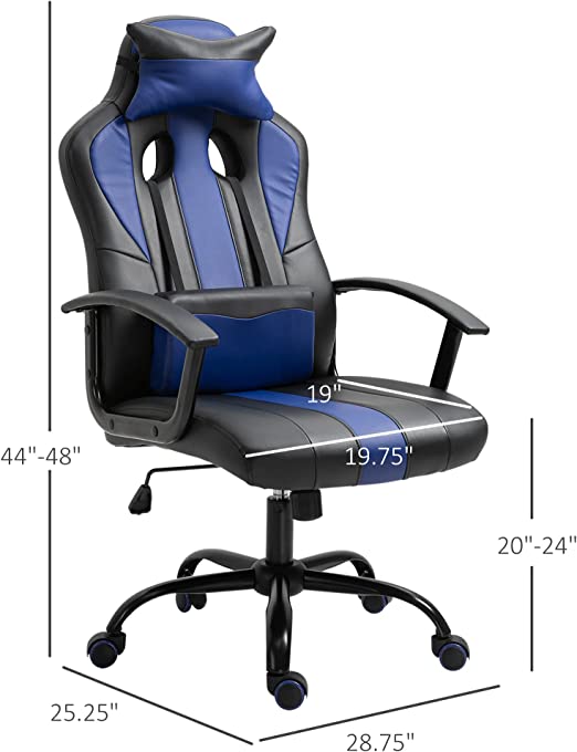 Gaming Chair , Lumbar Support and Retractible Footrest, High Back Ergonomic Racing Style Computer Leather Executive Office Swivel Chairs Adjustable Armrests and Backrest