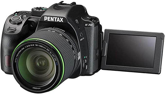 Pentax 16243 K-70 Black Body Only, All Weather DSLR Camera: 24.2MP High-Performance Image Sensor, Optical viewfinder with 100%, 4.5 Steps Shake Reduction high Sensitivity ISO102400 Vari-Angle LCD Monitor