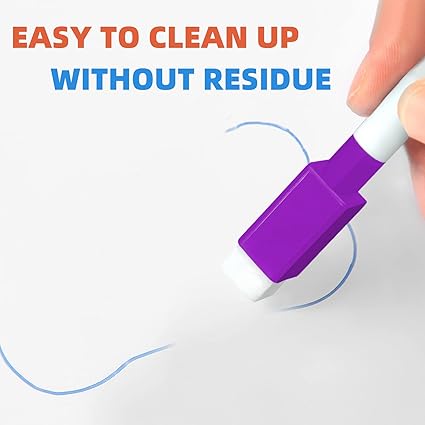 The cap of dry erase marker with eraser low odor possess removable mini eraser, practical and convenient for writing, removing and storing. Dry Erase Markers with Eraser Cap, Double Ended Whiteboard Markers, Assorted Colors