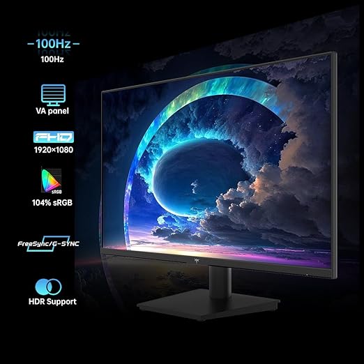 flicker-free technology for reducing eye fatigue. 100x100mm VESA allowing your desktop monitor to a wall mount monitor, 1080P Full HD Computer Monitor, 100Hz HDR10 Frameless Gaming Monitor with Freesync, HDMI & VGA Ports PC Monitor for Working