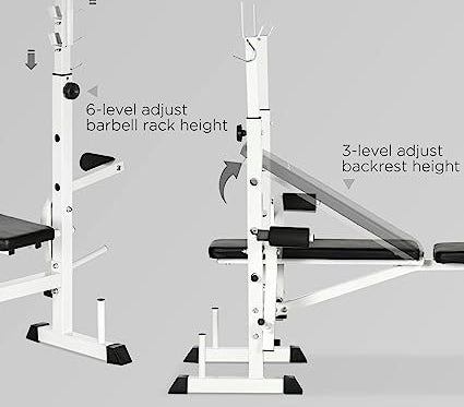 Heavy Duty Multiple Function Workout Adjustable Bench Press with, Arm Curl Pad & Leg Extension ,and Squat Rack