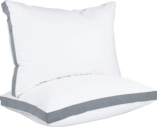 Pillows for Sleeping Queen Size (Grey), Set of 2, Cooling Hotel Quality, Gusseted Pillow for Back, Stomach or Side Sleepers