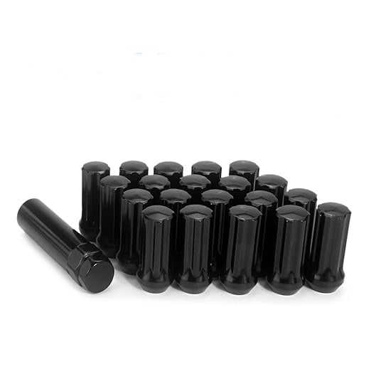 20pcs 2''(50mm) 7 Spline, 1/2 20 Black Spline Lug Nuts, 1/2"-20, 2 Inch 50mm Tall, Conical Seat 60 Degree for Aftermarket Wheels 20 Pack+