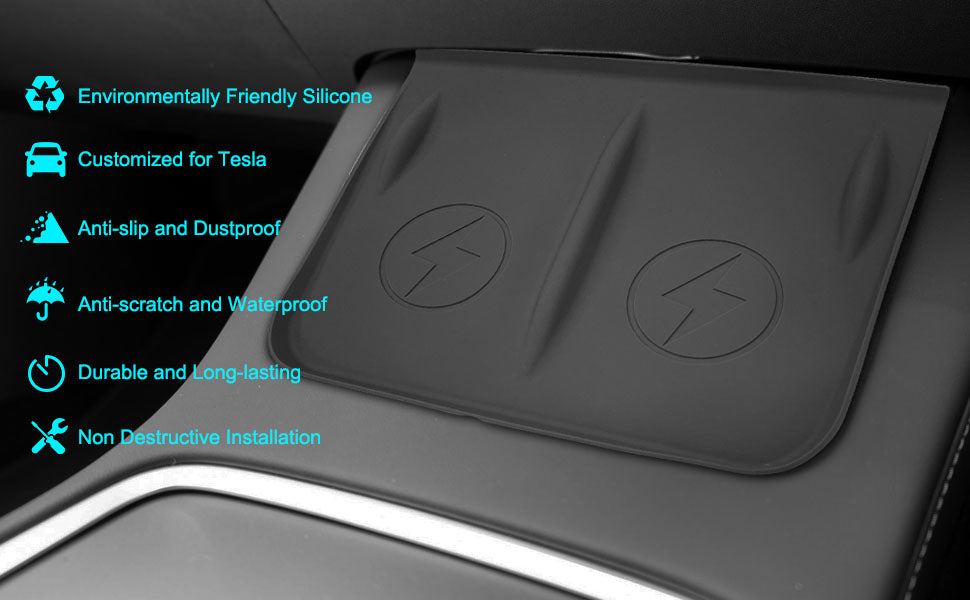 Non-Slip Mats Phone Tray Wireless Charger Cover  Wireless Charging Silicone Mat  Waterproof  for tesla