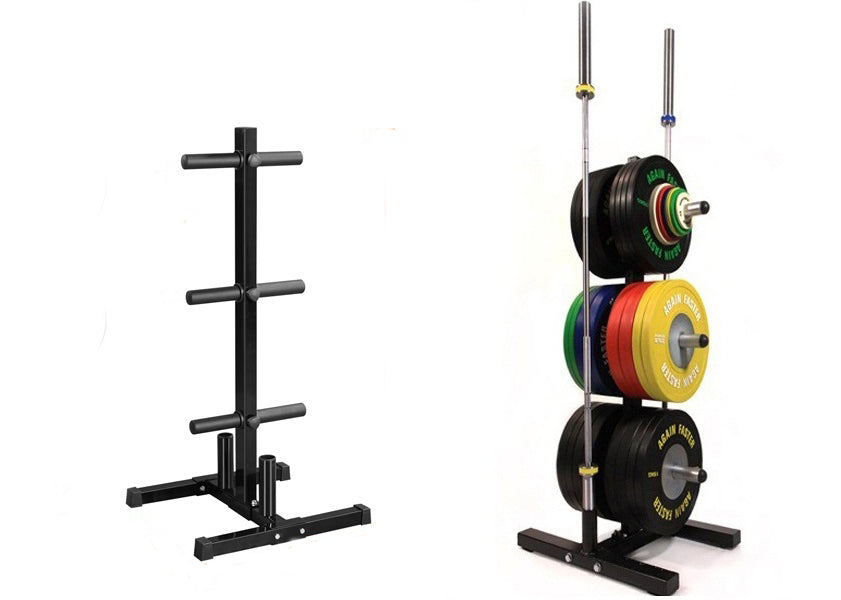 Olympic Weight Plate Tree Rack & Barbell Holder