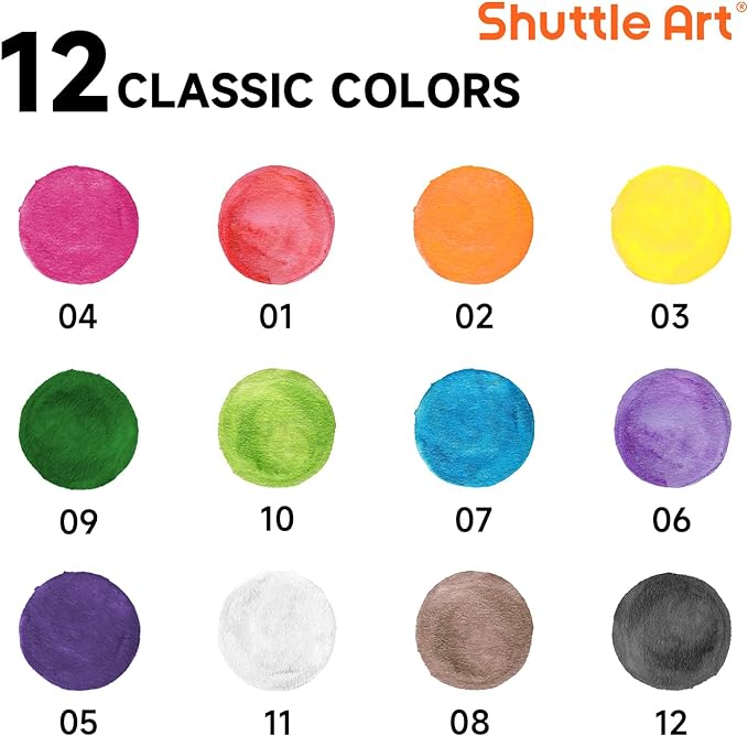 each contains 12 vibrant water colors and 1 paint brush, which is ideal for kids and adults in classroom, parties, Paint Set Bulk, Pack of 30, Watercolor Paint Set with Paint Brushes for Kids and Adults, Washable Paint for Classroom