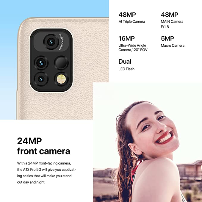 Cell Phones, 5150mAh Large Battery, 48MP+24MP+5MP Camera, 5G Dual SIM GSM Volte Unlocked Smartphone, 18W, NFC