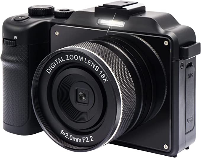 Digital Camera 4K Video Camera Compact Camera 48MP YouTube Camera Rechargeable 8X Digital Zoom Beginner Pocket Camera Black
