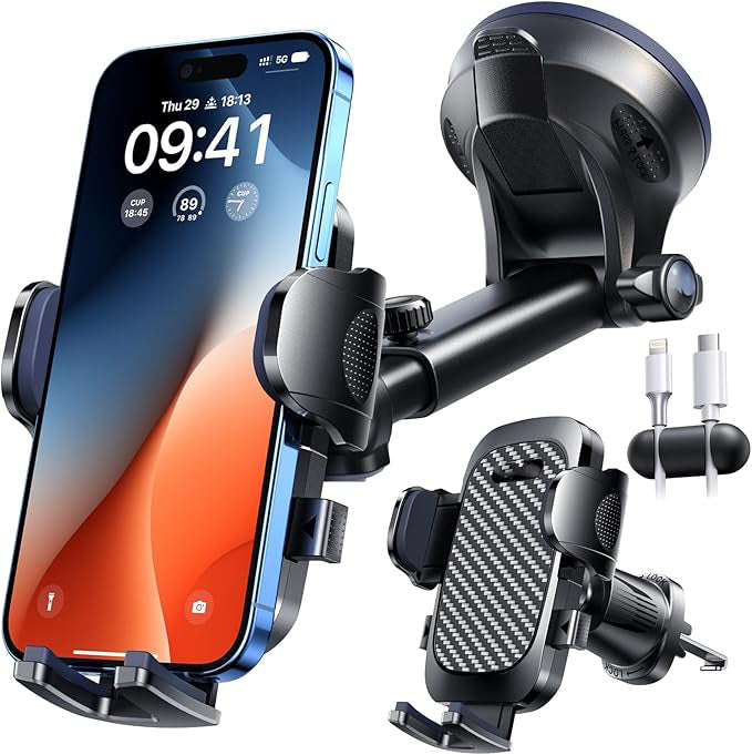 Easily Removed with Tear-notch & can be Washed Clean and Reused. PS. The dash pad working with the clear sucker often ruined the dashboards, Safest Strongest Rotatable Suction] 2025 YRU Ultimate Car Phone Holder