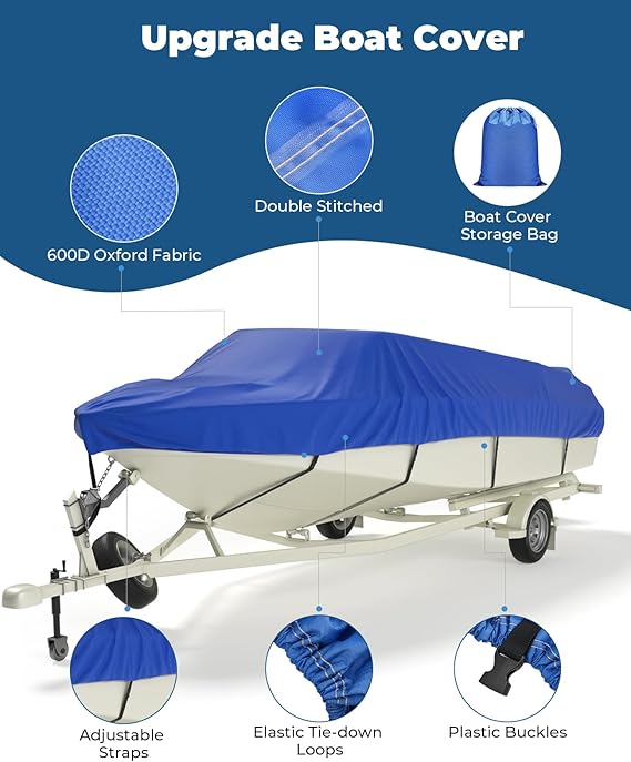 Available in three different sizes, our boat cover is perfect for all types of boats. Such as V-Hull, Tri-Hull,Waterproof Oxford Fabric, Trailerable Boat Cover for V-Hull Tri-Hull Pro-Style
