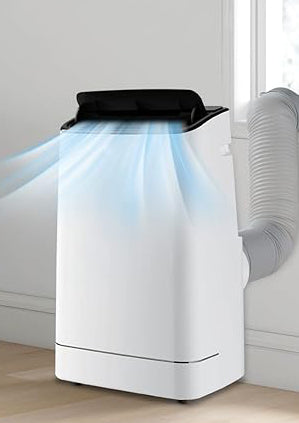 AC unit features a sleep mode with a low fan speed and noise level 52dB and a 1-24 hour timer that can be set to auto turn on/off the unit,  Portable Air Conditioner,