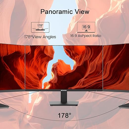 Design:Easy Mount Stable Stand, -5°~22°Tilt, 178°V/H Viewing Angle, 75×75mm VESA, Monitor 24 inch 100HZ FHD Computer Monitor, PC Monitor with HDMI, VGA, VESA, Tiltable, Frameless, Eye Care for Home Office
