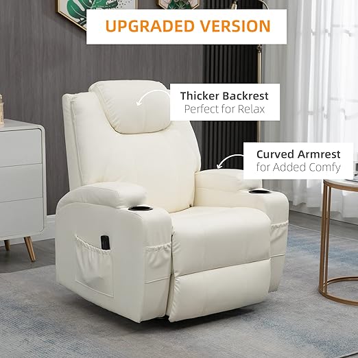 foam padding with a pocket spring system, the swivel recliner provides extraordinary comfort,Massage Recliner Chair for Living Room