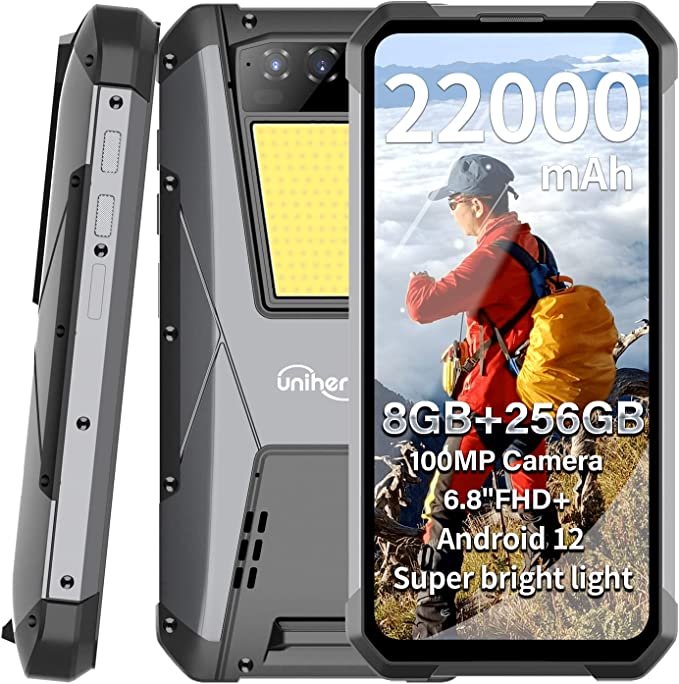Unihertz Tank 4G Rugged Smartphone Unlocked with 22000mAh Largest Battery, 66W Fast Charging, 6.81