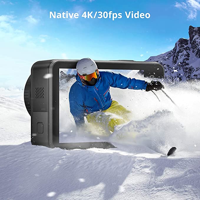 AKASO Brave 7 4K30FPS Waterproof Camera - 20MP WiFi Action Camera with Touch Screen IPX8 33FT Underwater Camera EIS 2.0 Zoom Support External Mic Voice Control with 2X 1350mAh Batteries Vlog Camera