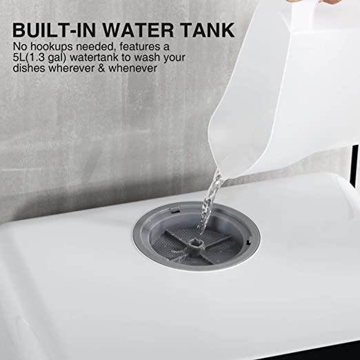 IAGREEA Countertop Dishwasher, Portable Countertop Dishwasher, No Hookup Needed, Compact Dishwasher With 5-Liter Built-in Water Tank,5 Programs, 360° Dual Spray