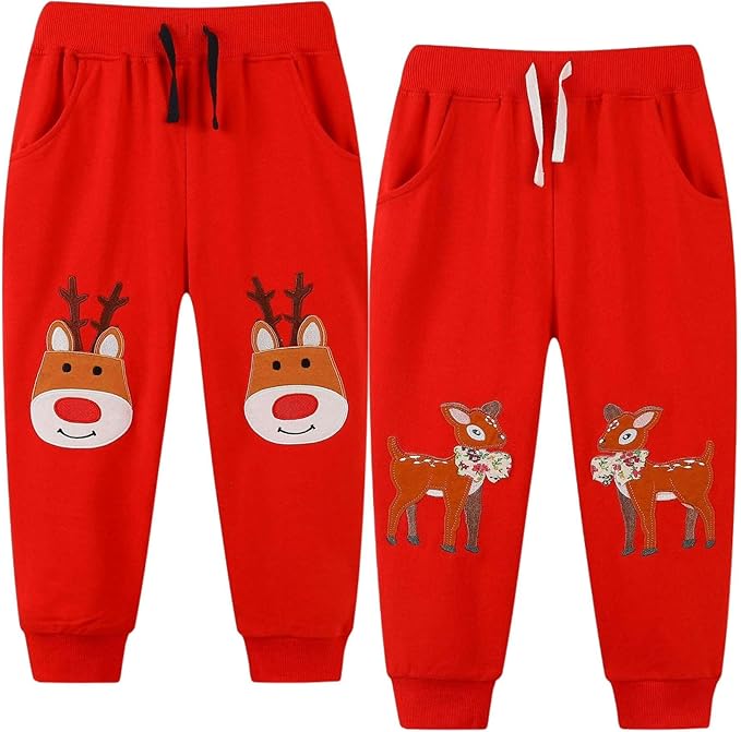 skin during sports activities. Even those with sensitive skin can enjoy the breathable comfort.Please note! The lining of this pants is not padded,  Christmas Clothes Kids 2-Pack Cotton Pull On Jogger Pants