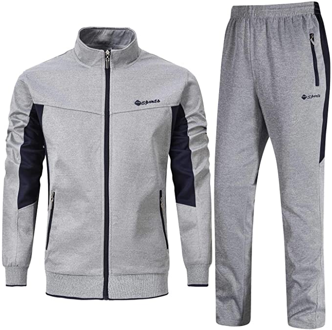 Rdruko Men's Tracksuit Athletic Full Zip Casual Sports Jogging Gym Sweatsuit