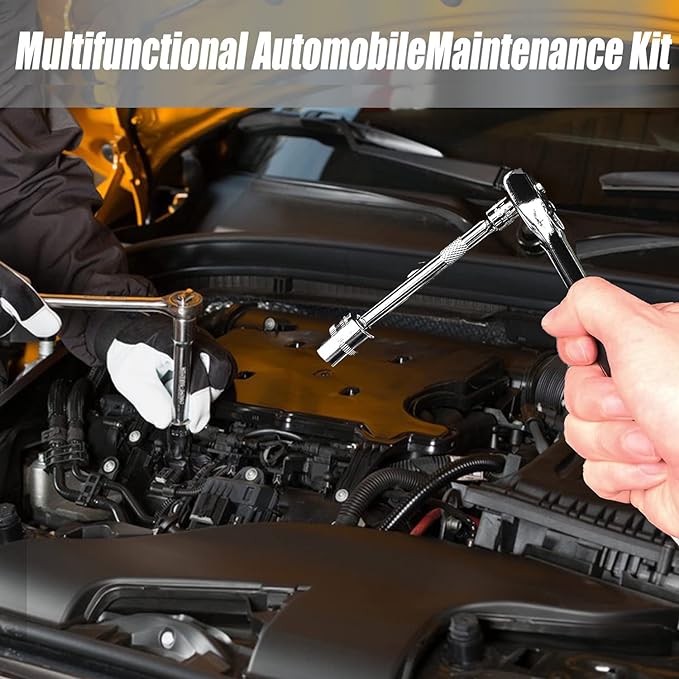 Set Mechanic Tools Kit for Automotive Repair-- 1/4 inch Drive Socket Ratchet Wrench