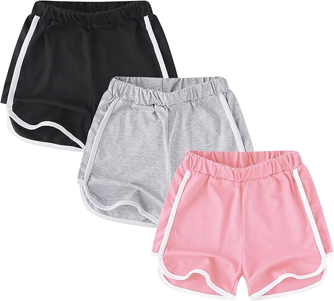 athletic shorts feature an adjustable drawstring to ensure a smooth, customized fit around your body. The girls running shorts with pocket provides storage for small essentials like keys, Yoga Outdoor Dance Workout Running Beach Soft Shorts 3 Pack