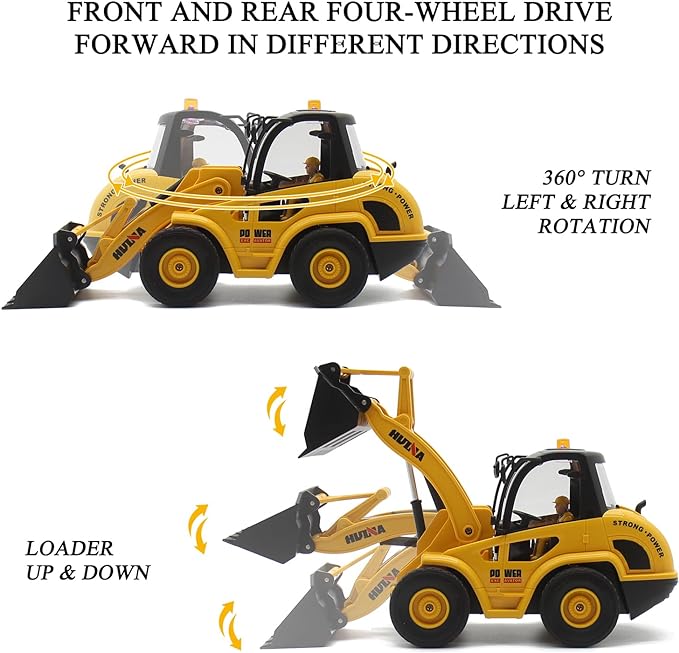 Front Loader Bulldozer 9 Channel Construction Vehicle Toy with Light for Kids