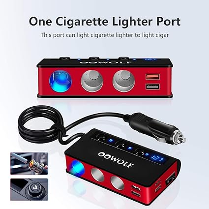 Cigarette Lighter Adapter for DC 12V/24V Car,