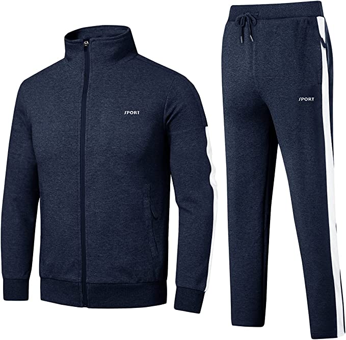 Men's Tracksuit 2 Piece Set Full Zip Casual Running Jogging Athletic Sweatsuit