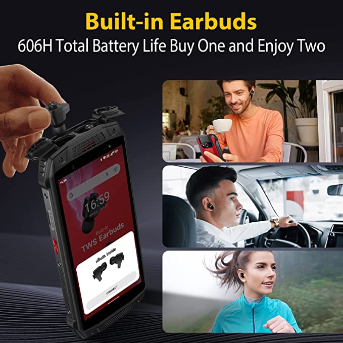 Rugged Smartphone, Ulefone Armor 15 Rugged Phone, 11GB+128GB, Built in TWS Earbuds, 12MP+13MP+16MP, 6600mAh Large Battery, IP68/IP69K Waterproof Phone, OTG, GPS, NFC, Black