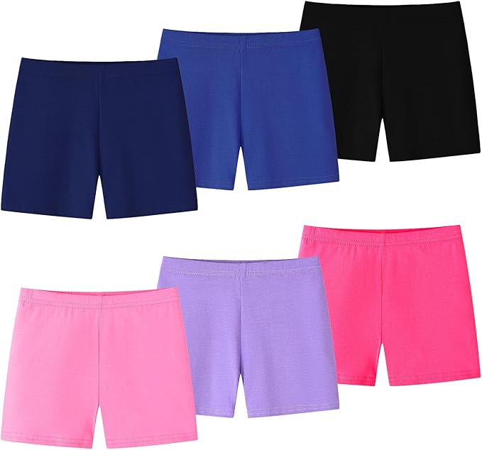 Simple and Stylish Colors – Available in classic solid tones, these kids' bike shorts pair effortlessly with any outfit, from summer tees to school uniforms, Summer Gymnastic Pack of 6
