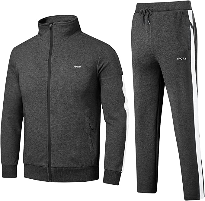 Men's Tracksuit 2 Piece Set Full Zip Casual Running Jogging Athletic Sweatsuit