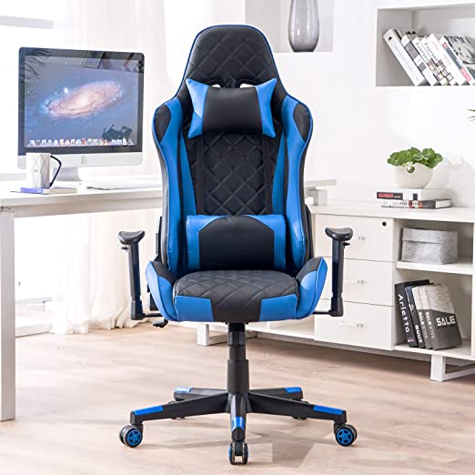 Gaming Chair for Adults Fabric Office Chair with Footrest High Back Ergonomic Computer Chair Swivel Task Chair with Adjustable Lumbar Support