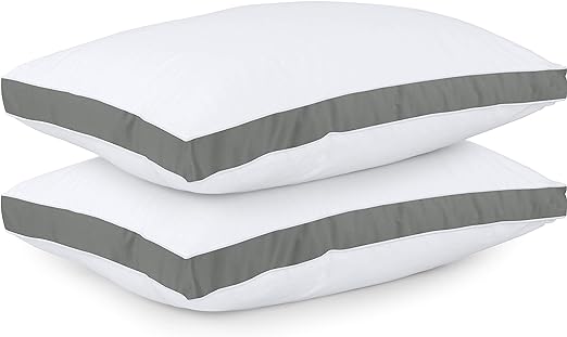 Pillows for Sleeping Queen Size (Grey), Set of 2, Cooling Hotel Quality, Gusseted Pillow for Back, Stomach or Side Sleepers