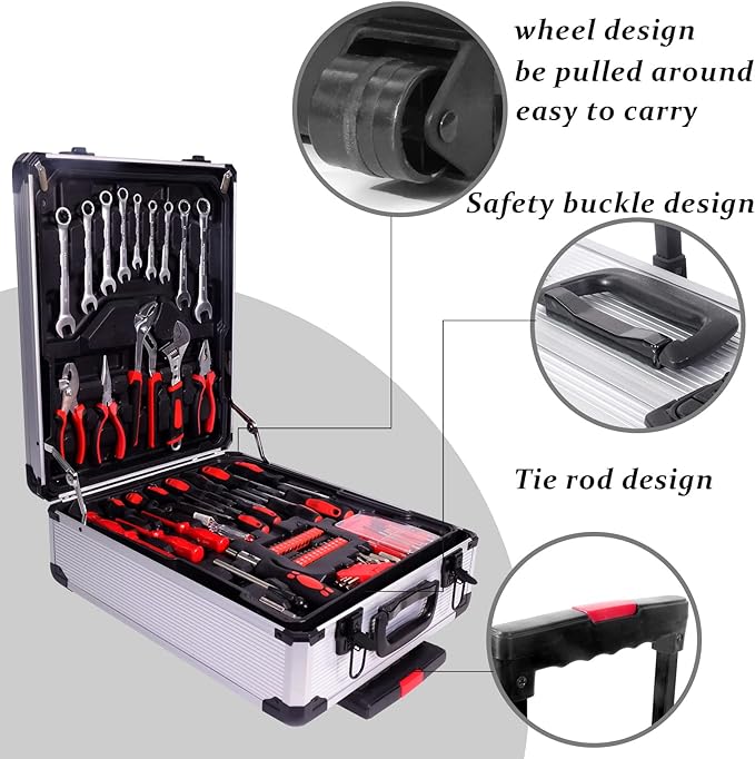 Tools Set for Homeowner, Hand Tool Kit with Carrying Tool Box,  Magnetic Screwdriver Set