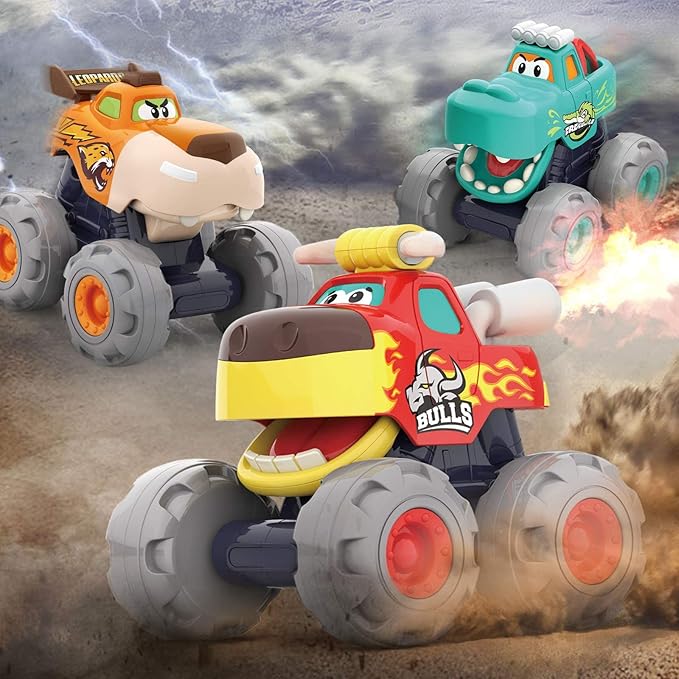 Monster Truck Car Toys for 1 2 Year Old Boy Toys, Inertia Car Baby Toys 12-18 Months Pull Back Cars Toddler Toys