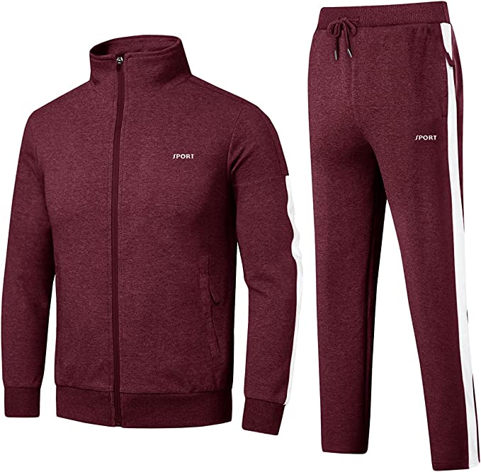 Men's Tracksuit 2 Piece Set Full Zip Casual Running Jogging Athletic Sweatsuit