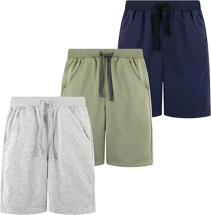 These boys athletic shorts feature pockets and a drawstring, providing convenient storage for essentials like phones, keys, or snacks. Whether for outdoor play or indoor workouts, Kids Shorts, Boys Athletic Shorts with Pockets and Drawstring