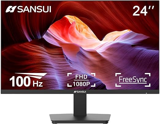 Design:Easy Mount Stable Stand, -5°~22°Tilt, 178°V/H Viewing Angle, 75×75mm VESA, Monitor 24 inch 100HZ FHD Computer Monitor, PC Monitor with HDMI, VGA, VESA, Tiltable, Frameless, Eye Care for Home Office