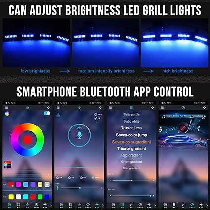Color-Music-Timing-Flashing 4 Pods Front Grille Light, Smart  APP Control - for Truck