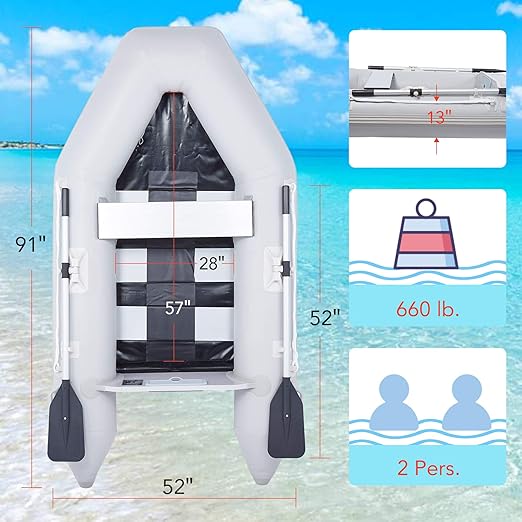 PVC military-grade fabric and a hull which has undergone at least 50,000 tests of wear resistance and puncture resistance, Fishing Boat Float for Boating Fishing Hunting or Playing on Lakes Rivers