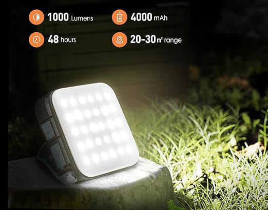 outdoor activities or home power outages. It also can be charged as a power bank via the USB port of your phones or other devices. (USB C cable included, Portable 3 Bright 4 Color Modes Camping Lamp 4000mAh