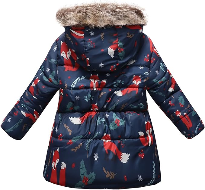 The youth winter jacket features stand collar, fleece lined storm hood with detachable faux fur and elastic ribbed cuffs, Coats Clothes Warm Outwear Jacket Thick Windproof