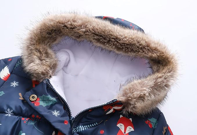 The youth winter jacket features stand collar, fleece lined storm hood with detachable faux fur and elastic ribbed cuffs, Coats Clothes Warm Outwear Jacket Thick Windproof