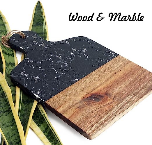Natural Wood,Serving Board for Steak,Cutting Board with Marble