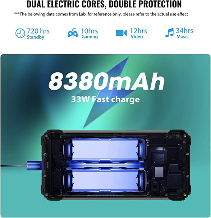 Rugged Cell Phone, Blackview BV8800 Android Phone, 8GB+128GB Unlocked Cell Phones Canada, 50MP+20MP Night-Vision IR Rear Camera,33W Fast Charge 8380mAh Battery, IP68 Waterproof Smartphone with NFC,OTG
